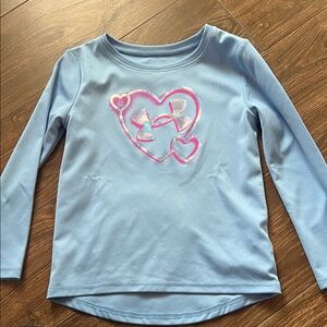 Under Armour Kids Light Blue Long Sleeve Tee with Heart Design